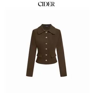 Cider Collar Long Sleeve Metal Button Coat Dealsforyou