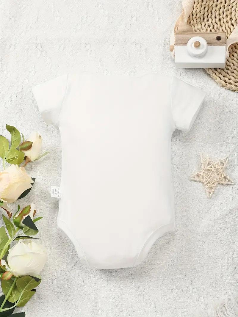 Unisex Babywear Pure Cotton Short-Sleeve Romper - "My Great Grandpa in Heaven" Slogan, Footprint Print, Casual Round Neck, Snappy Fasteners, Summer Newborn Bodysuit (Sports & Outdoor Apparel)