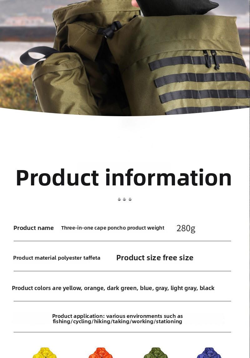Multipurpose cape raincoat riding outdoor hiking waterproof cape breathable adult tactical poncho