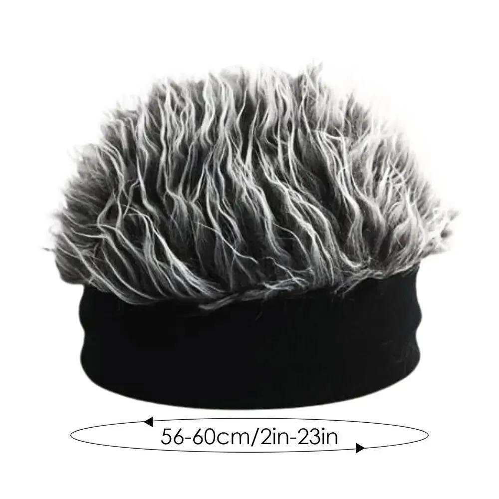 Unisex Beanie Wig Hat Synthetic Short Hair Caps Hip Hop Beanie Hat Spiked Fake Hair Hat Wigs Short Melon Headband Prop Headwear