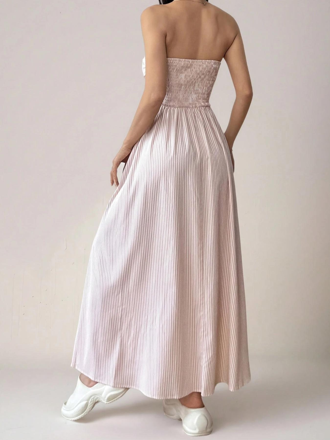 Women's Striped Tube Dress, Casual Sleeveless Dress for Summer, Fashion Women's Clothing for Daily Wear