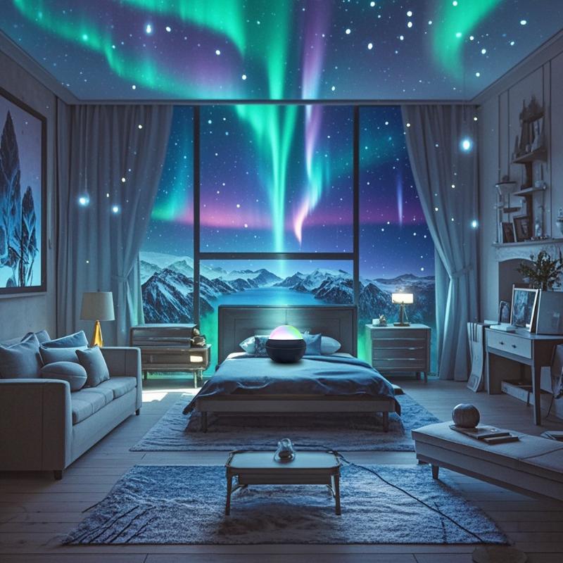 1pc2in 1 LED Northern Light And Ocean Wave Projector with Remote Control, Night Light Projector with 14 Light Effects for Bedroom/ Gaming Room/ Home Theater/ Ceiling/ Birthday/ Party