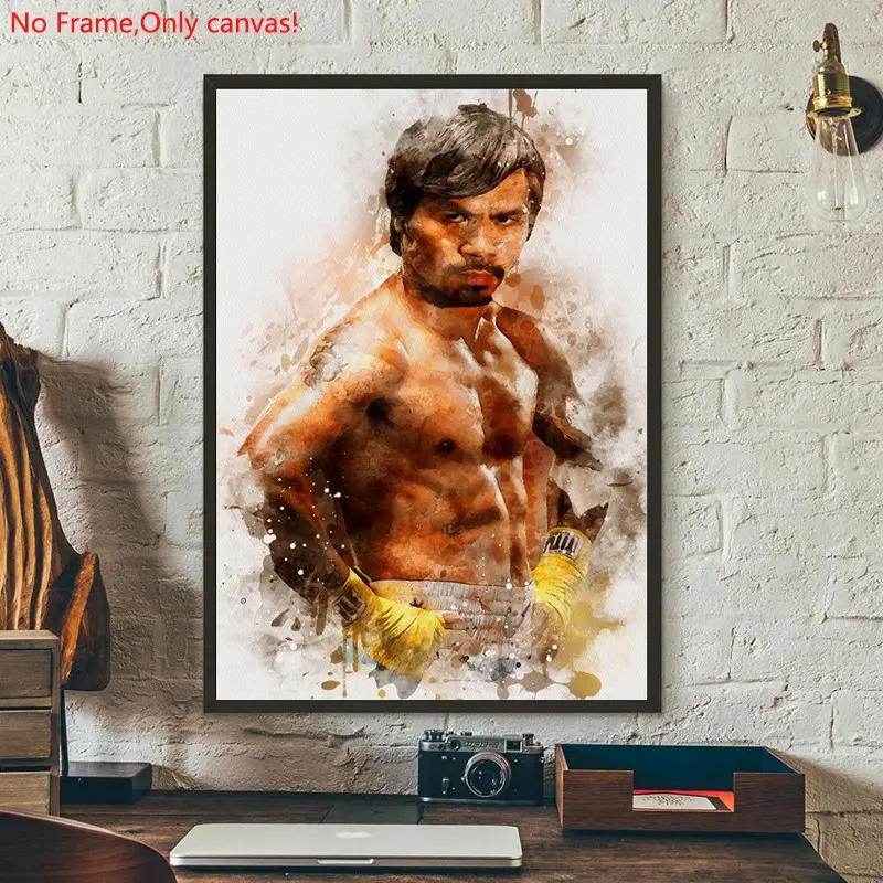 1 piece/set frameless canvas painting print poster, Classic realistic Boxing Sports star art, Manny Pacquiao Boxing, a perfect gift for mixed martial arts loves, ideal gift for bedroom, living room, dorm hallway, kitchen,s mural, wall decor