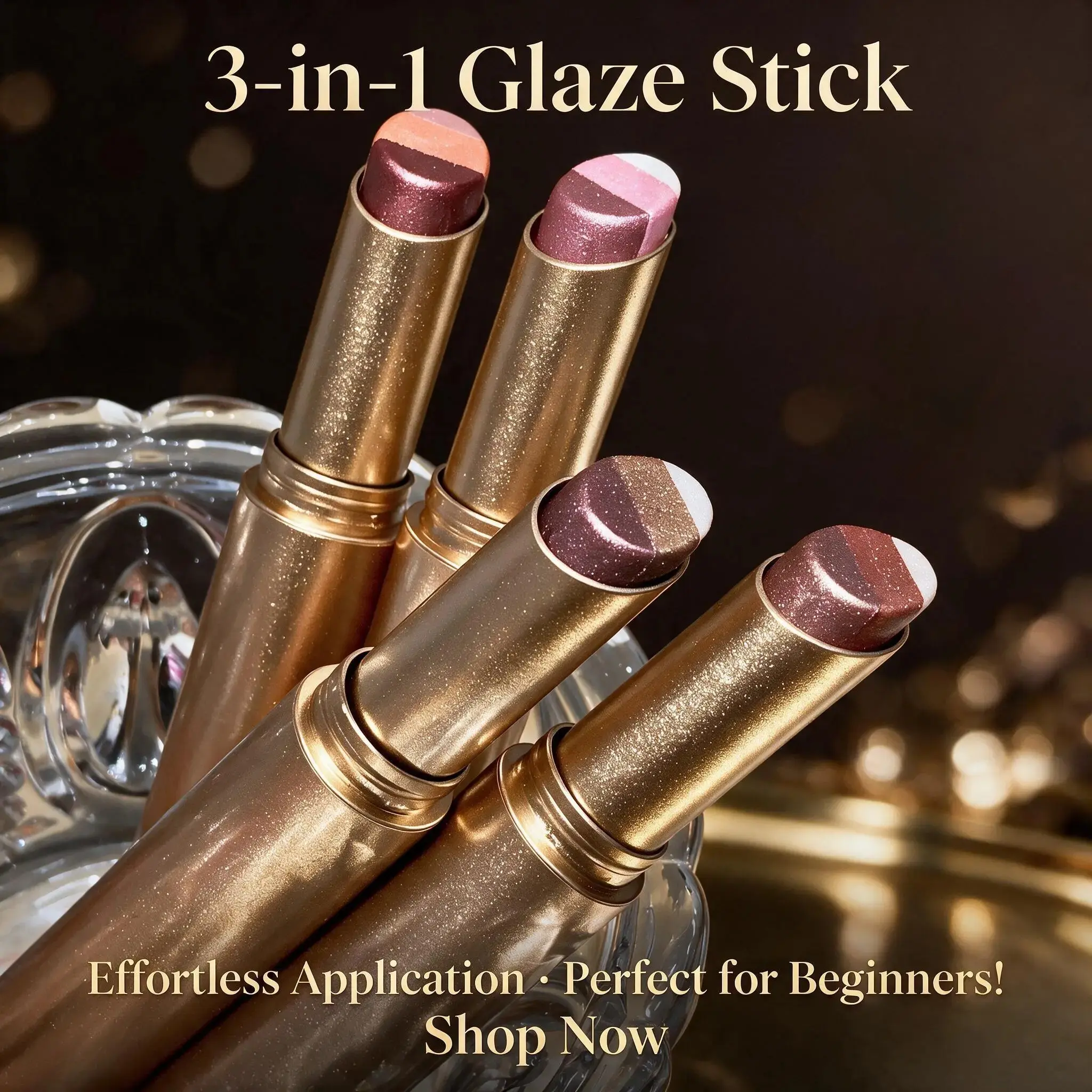 3 Color Eyeshadow Stick，New Long Lasting & Waterproof Creamy Eye Shadow，Portable Glitter shadow for Women，Smudge-Proof Long Lasting，Shimmer shadow for Day and Night (Fine Shimmer Brownish Orange) Shimmery Eyeshadow
