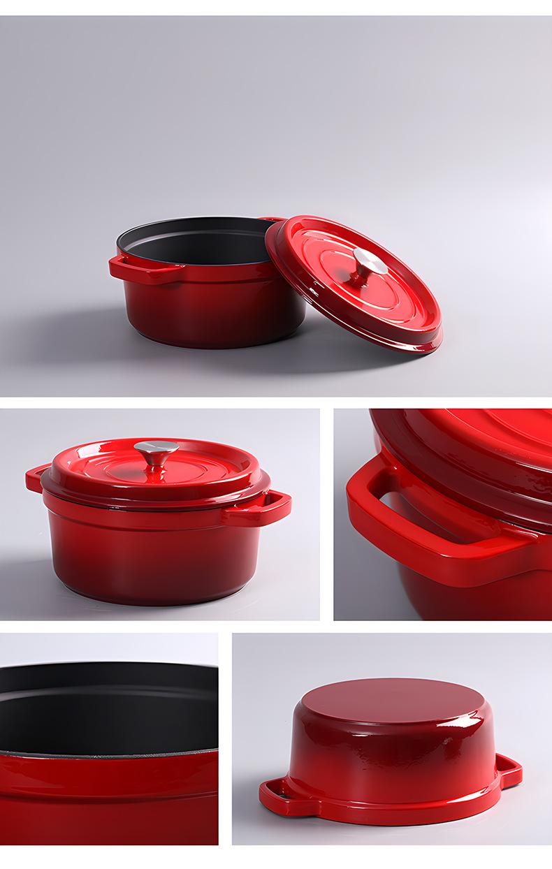 Enamel Pot Cast Iron Stew Pot Uncoated Old-fashioned Cast Iron Pot Household Double-ear Enamel Pot Induction Cooker Universal Non-stick Pot