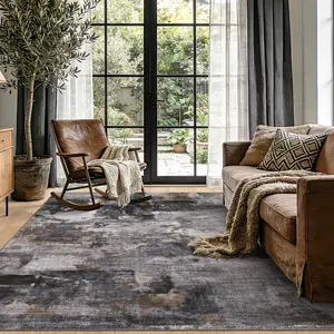 Ultra Thin Washable Area Rug – Modern Abstract Carpet, Non-Slip & Non-Shedding, Spot Resistant for Living Room, Bedroom, Hallway, Dining Room, Office – Blue & Colorful, Multiple Sizes
