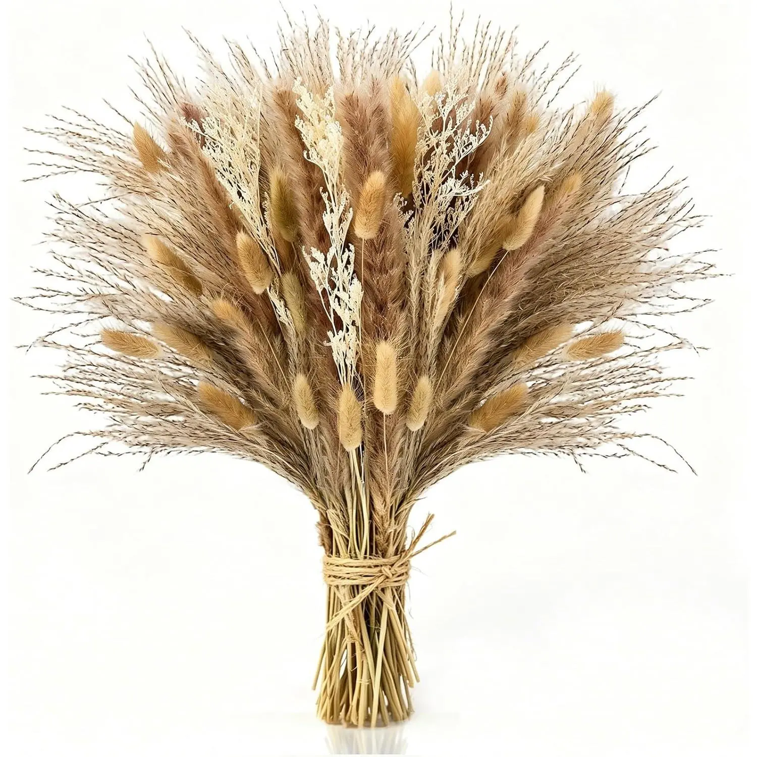 100 Pcs Pampas Grass Boho Decor, 17" Dried Flowers Bouquet for Vase, Crafts, Bohemian Wall Art, Western Home, Living Room, Bedroom, Fall Wedding Table & Rustic Farmhouse