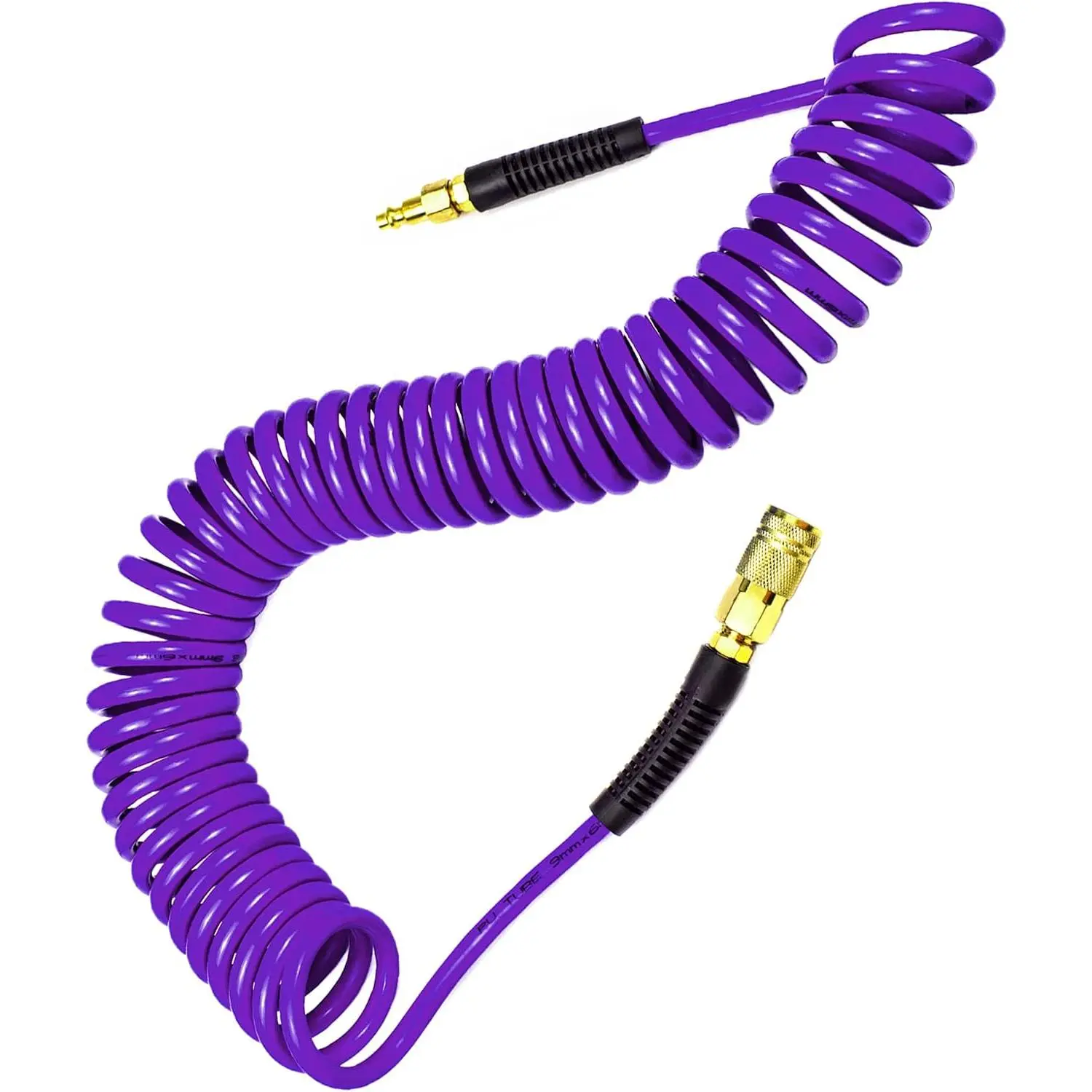 Polyurethane  Air Hose, Air Compressor Hose 1/4" Inner Diameter by 25' Long with Bend Restrictor, 1/4" Industrial Quick Coupler and Plug,