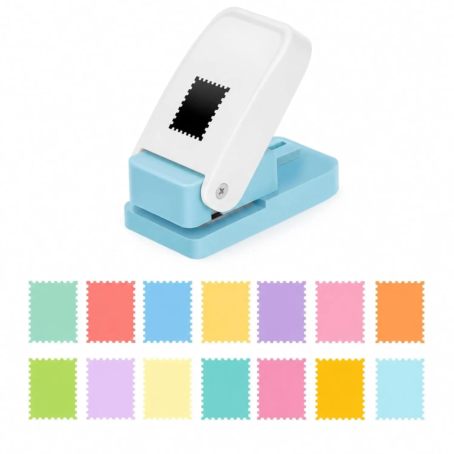 Rectangle-Shaped Postage  Punch for DIY Paper Crafts | Scalloped rectangle lever action craft punch. Ideal for scrapbooking, card making, and professional arts & crafts projects.