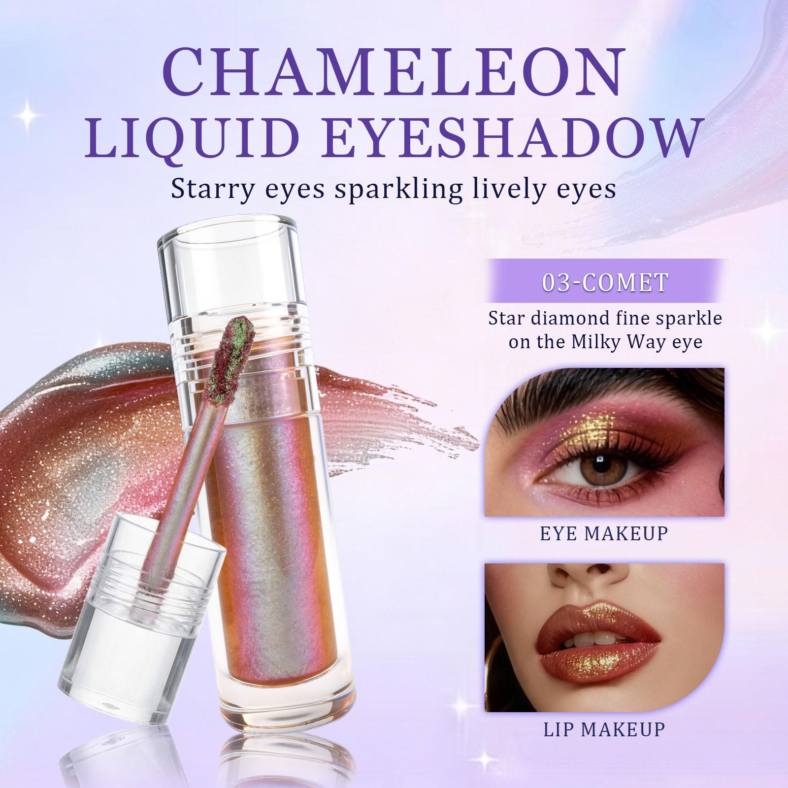 Chameleon Liquid Glitter Eyeshadow, 3 Shades Multichrome Holographic Sparkle for Festival & Party Makeup