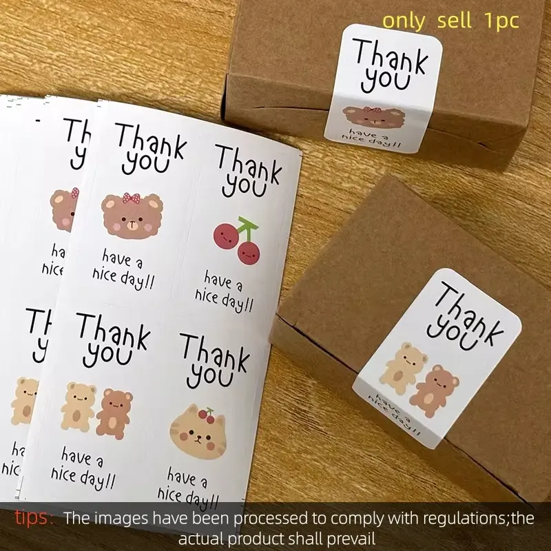100Pcs Cute Thank You Stickers for Small Business Cake Dessert Packaging Gift Sealing Decor Labels Thank You Have A Nice Day