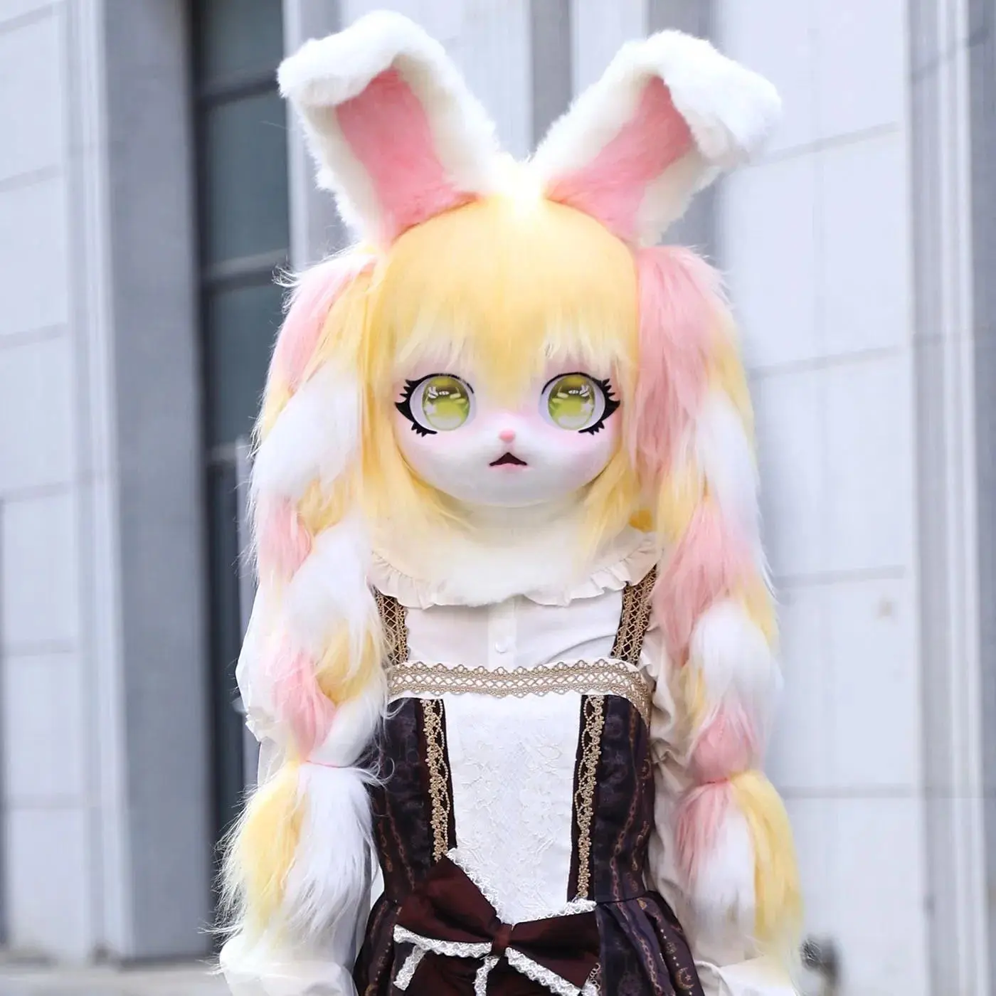 Animal Furry Fursuit Head Mask Plush Cat Fox Mask Costume Props for Halloween Cosplay Party Performance props Children's gifts