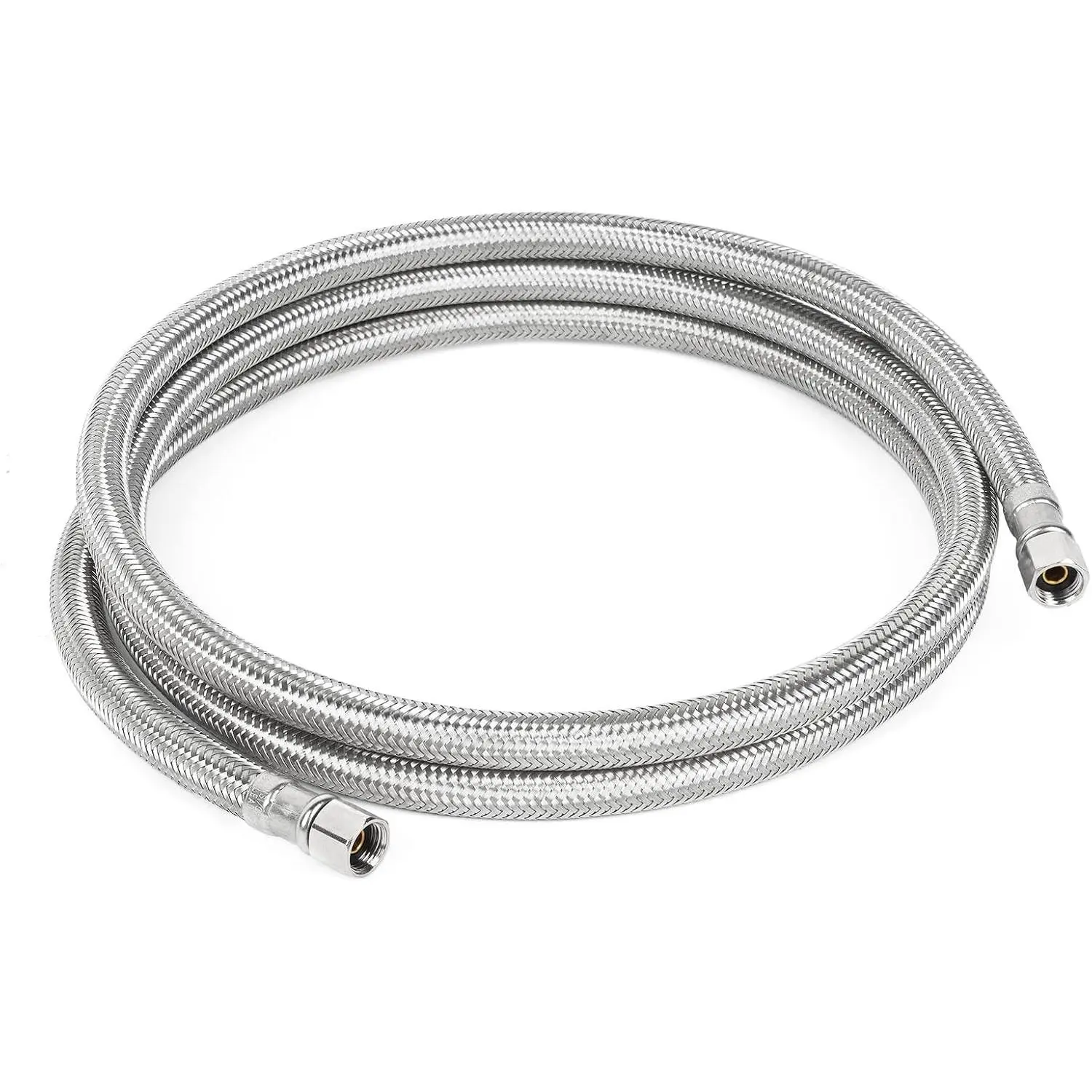 6 FT 1/4" Compression Stainless Steel Braided Refrigerator Water Line Ice Maker Hose for Fridge Use, Braided Hose