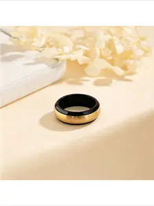 Popular Spinners Rotatable Fidget Ring Two Tone Titanium Steel Stress Relief Anxiety Ring Minimalist Premium Sense Good Luck Turning Band Finger Jewelry For Daily Wear Party Gifts