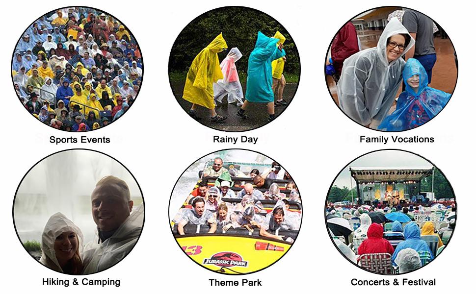 Rain Ponchos for Adults Reusable, 2 Pcs Raincoats Emergency for Women Men with Hood and Drawstring