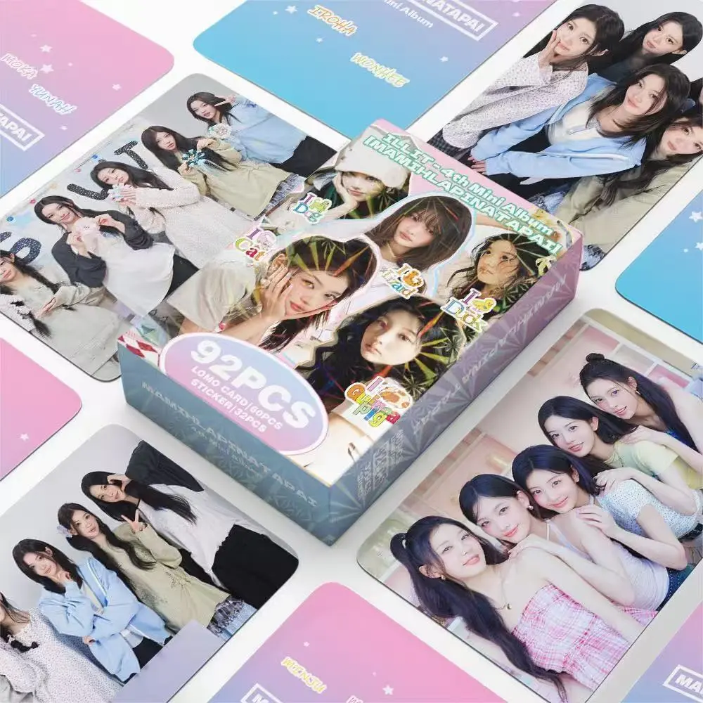 92PCS ILLIT MAMIHLAPINATAPAI KPOP LOMO Cards & Stickers, 60pcs LOMO Cards + 32pcs Stickers, KPOP Idol Collectible Photo Cards, Fan Collection, Birthday Gift, Halloween Gift