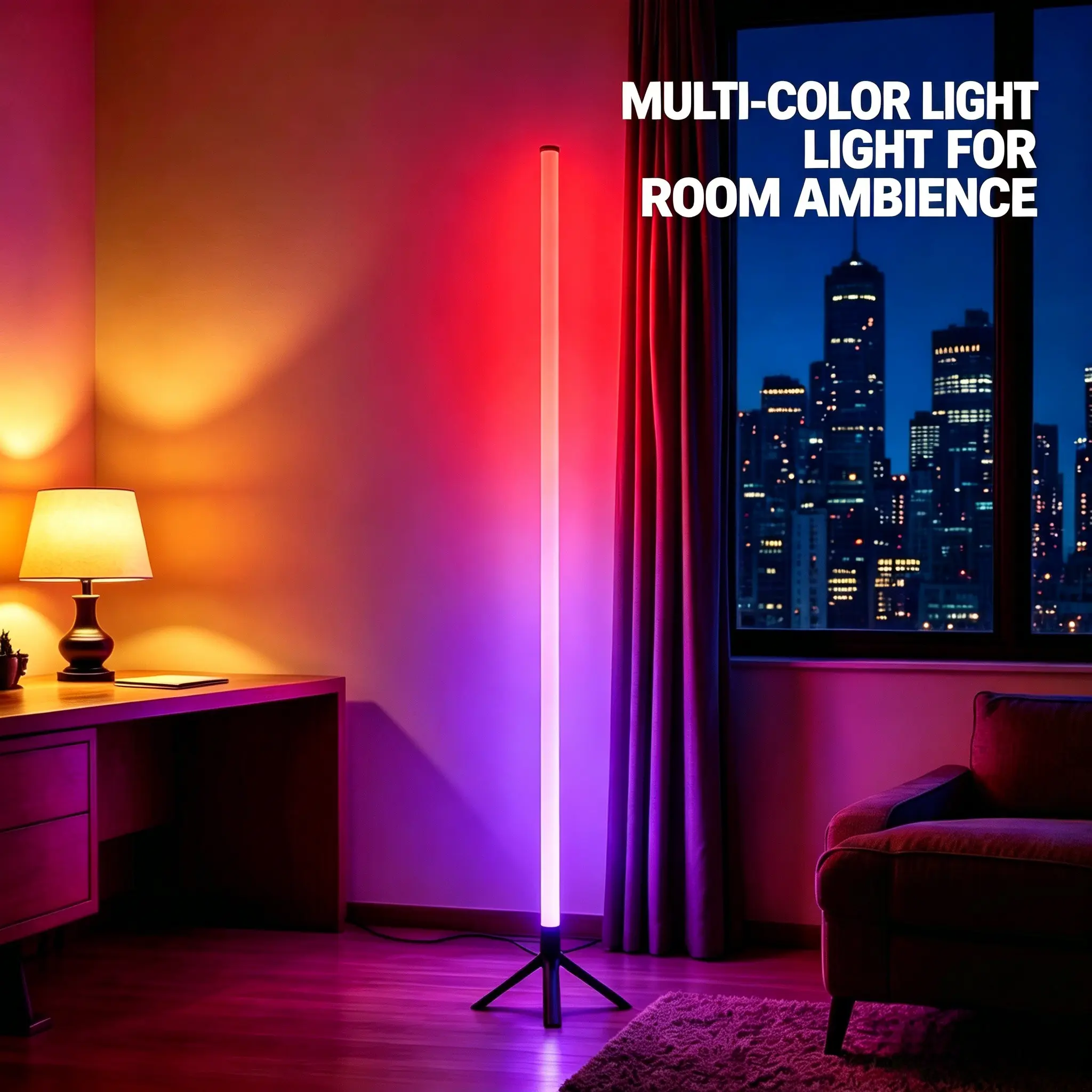 Smart RGB Ambient Floor Lamp | Music Sync | APP & Remote Control | for Gaming Room Bedroom Living Room Home Decor