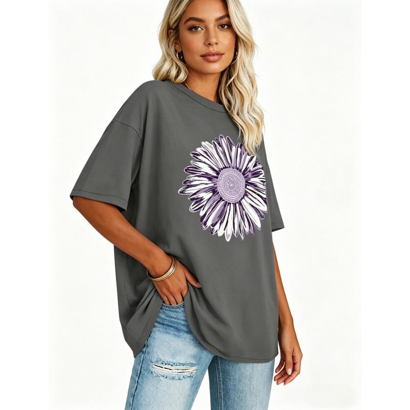 100% Cotton,Womens Oversized Short Sleeve,Crew Neck Short Sleeve T-Shirt Tops ,Printed T-shirt Solid Basic Tee,Oversized T-Shirts,Unisex,Basic,versatile