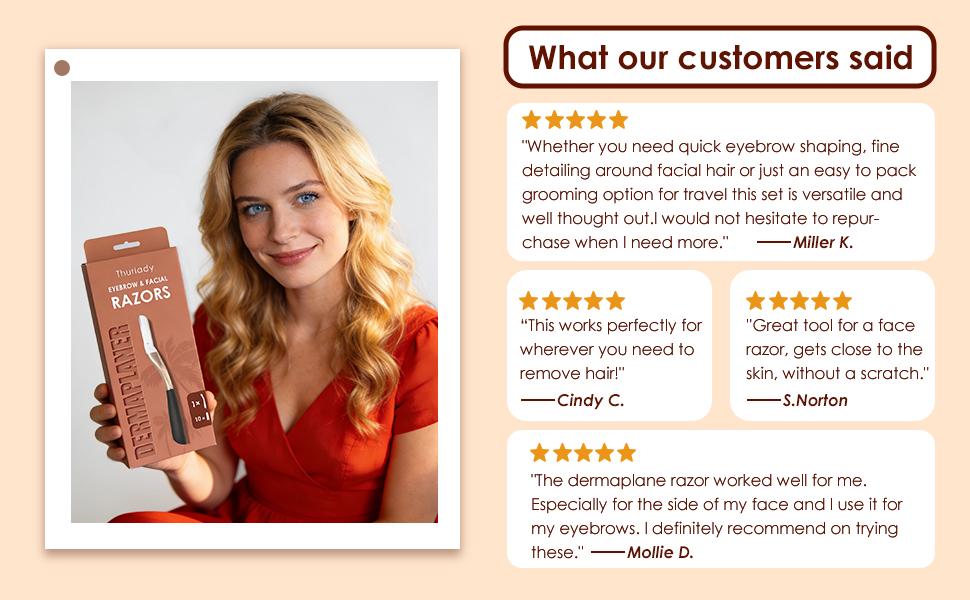 Dermaplane Razor, Exfoliating Face Razors for Women, Dermaplaning Tool, 1 Reusable Handle with 10 Blade Refills, Facial Peach Fuzz Removal and Eyebrow Shaping (Rose Gold)