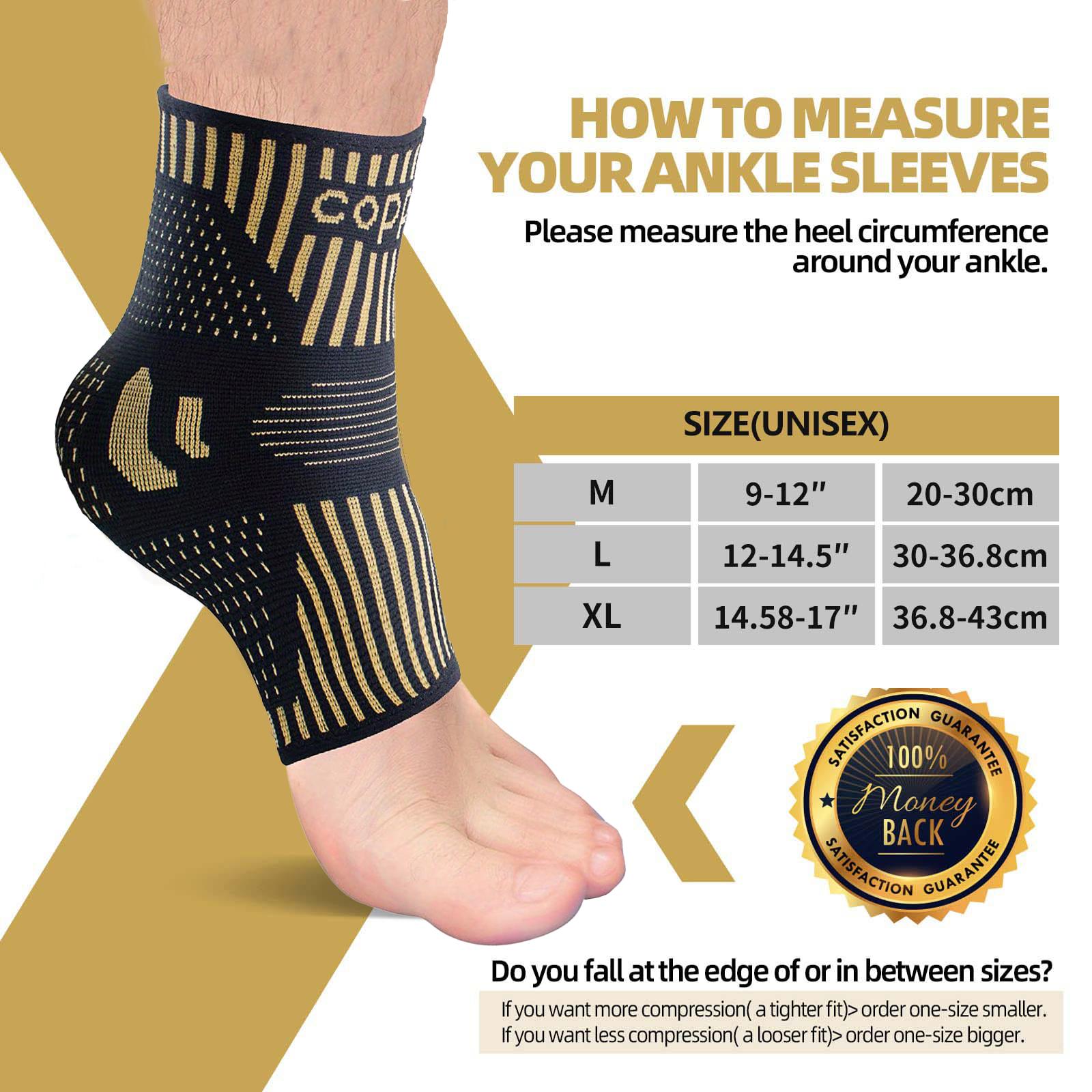 ARITAUM Copper Ankle Brace for Women & Men, Compression Ankle Support for Sprain & Strain, Achilles Tendonitis, Plantar Fasciitis & Recovery, Ankle Sleeve for Basketball, Football, Daily Use  Tool Healthcare foot support