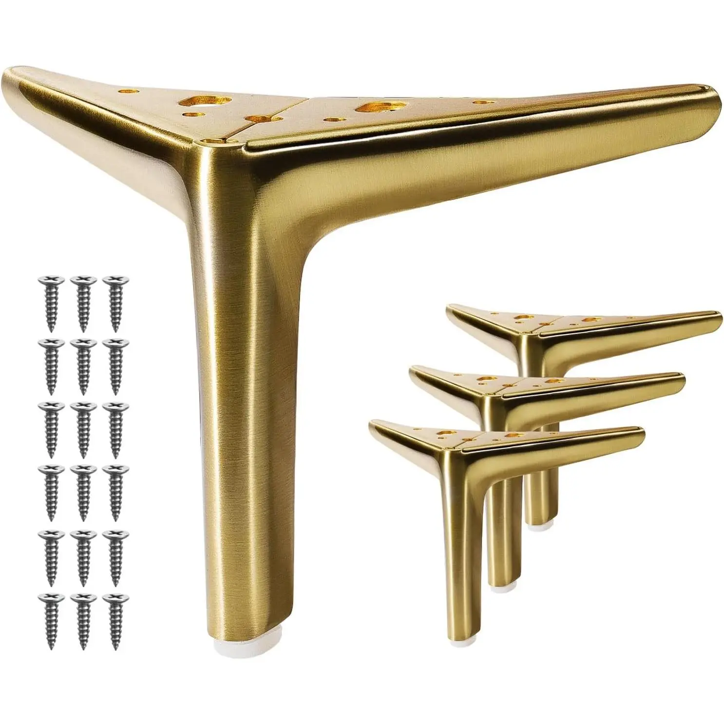 6-inch Brushed Gold Furniture Legs, Legs for Furniture Set of 4 Modern Furniture Feet Metal Table Legs for Cabinet Sofa Couch Chair Bed Dresser Wardrobe Risers DIY Replacement