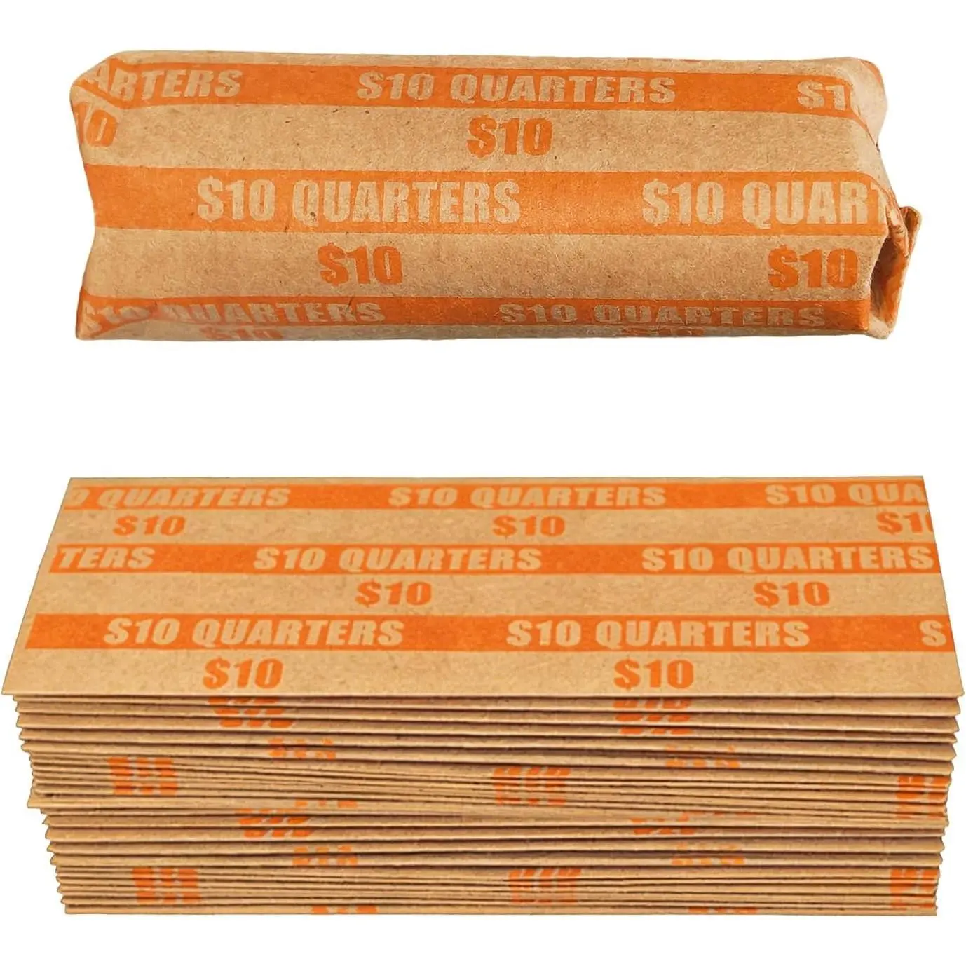 120 Pcs Quarter Coin Wrappers Flat Coin Roll Wrapper for Quarters Standard Size for Coin Sorting Banking Stores & Office