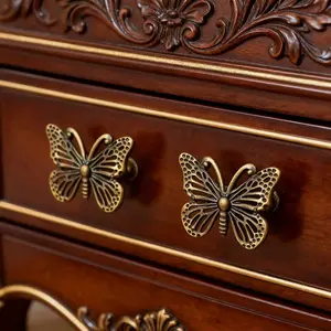 2026 New 6Pcs Vintage Butterfly Handles, Hollow-Out Carving Hardware, DIY Accessories for Craft, Wardrobe, Drawer & Jewelry Box Decoration