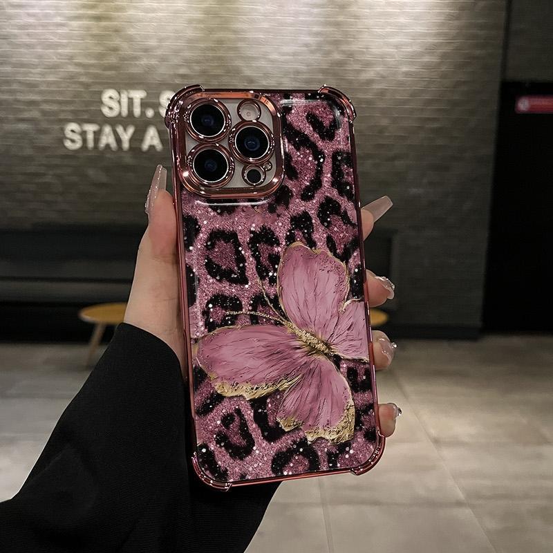 Darlingcase Pink Butterfly Pattern Anti-Drop TPU Case, For iPhone 17 Pro Max iPhone 16/15/14/13/12/11 Phone Case Full Camera Protection Slim Shockproof Mobile Phone Cover