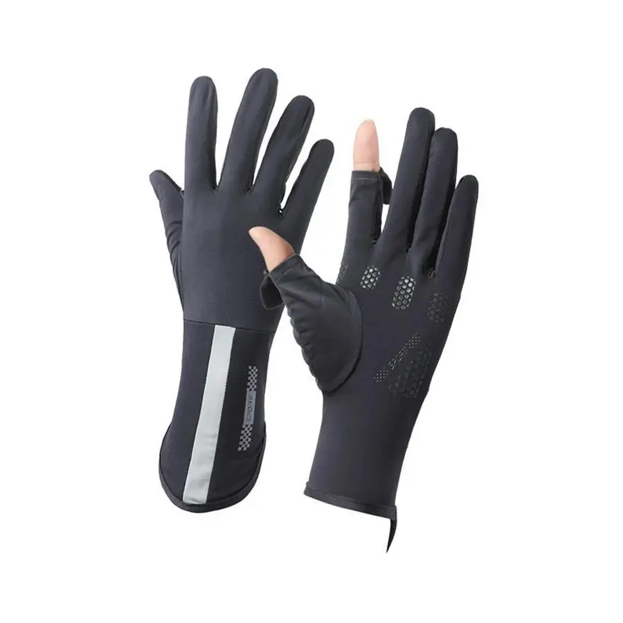 Summer Sunscreen Gloves Women Thin Ice Silk Anti-ultraviolet Dew Finger Touch Screen Driving Riding Non-slip Breathable Gloves