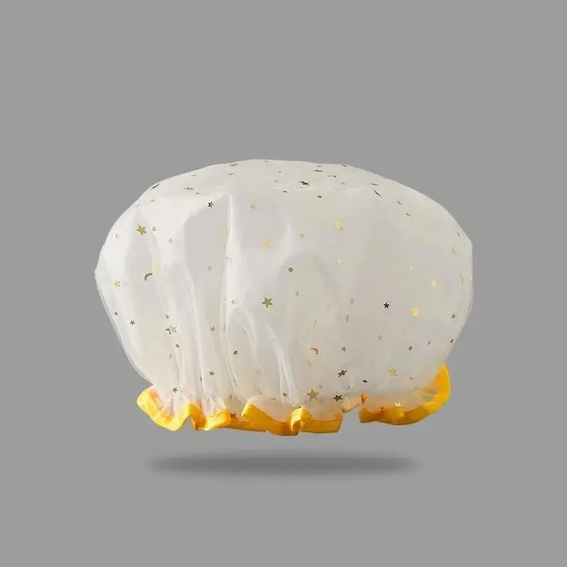 Shower Caps, Elastic and Reusable Bonnet, Double Waterproof Layers, Bath Caps for Women