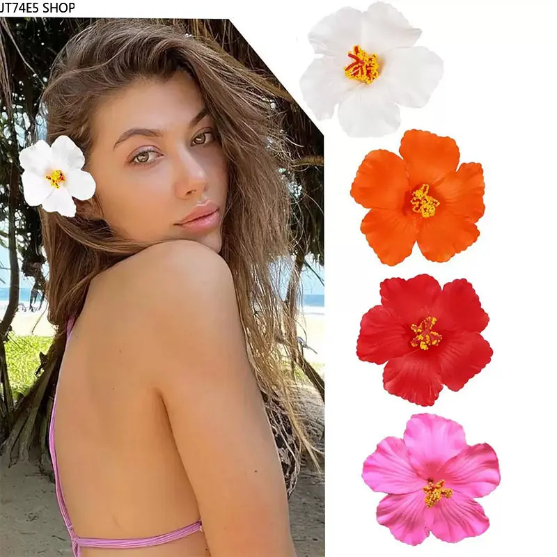 10cm Plumeria Hair Clips, Hawaiian Floral Headwear, Frangipani Hair Pins for Vacation Travel Wedding Women