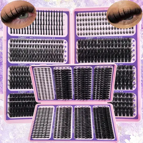 800PCS Mixed Lengths 40D-120D D Curl Volume DIY Eyelash Clusters Kit, Fluffy Anime Curl Extra Thick Spiky-Tip Individual False Lashes with Bottom Lash Clusters, Reusable for Daily Wear & Festivals