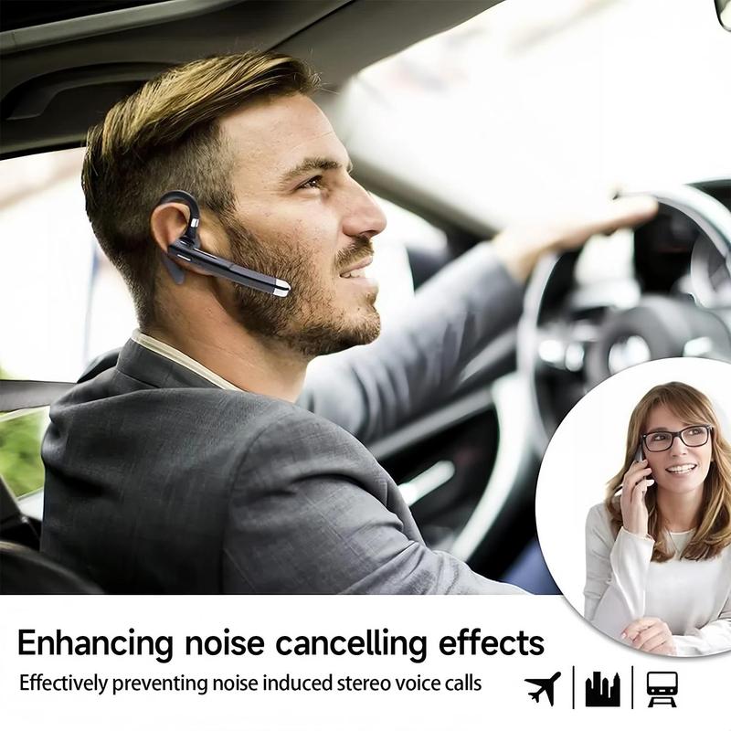 Bluetooth Trucker Headset, Wireless Bluetooth 5.3 Earpiece for Cellphone with Charging Case Built-in Microphone Hands-Free Earphones for Work Office Driver