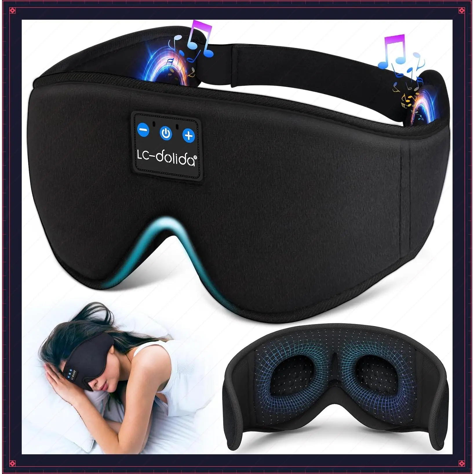 Sleep Headphones, 3D Sleep Mask Bluetooth Wireless Music Eye Mask, Sleeping Headphones for Side Sleepers Sleep Mask with Bluetooth Headphones Ultra-Thin Stereo Speakers Perfect for SleepingGift