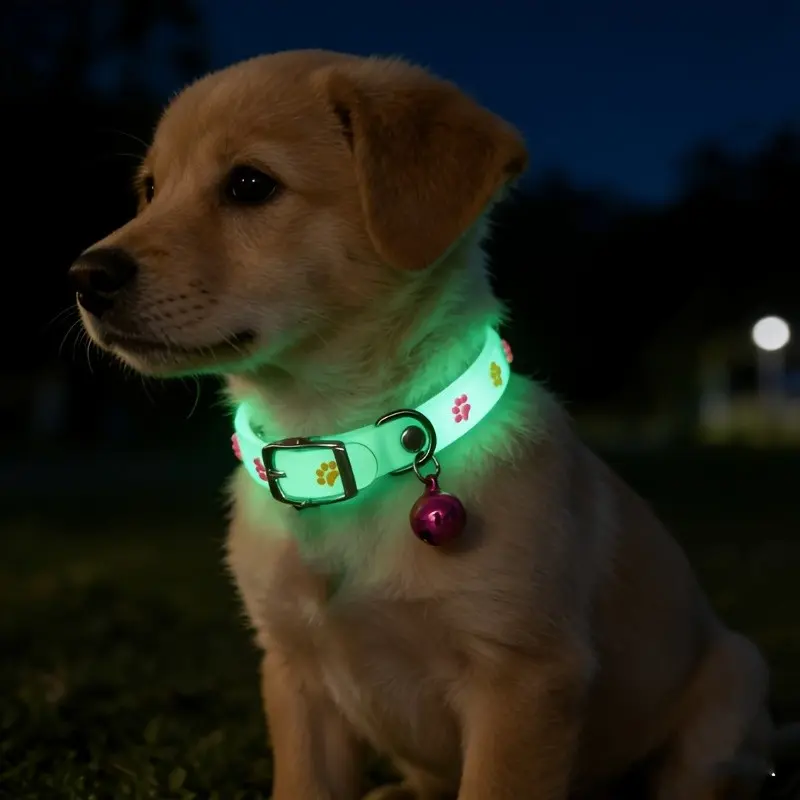 2 Pcs Pet Glow Collar Set, Random Color Night Light Collar with Bell, Safe Anti-Lost Collar for Small Dogs and Cats, Multiple Colors Available
