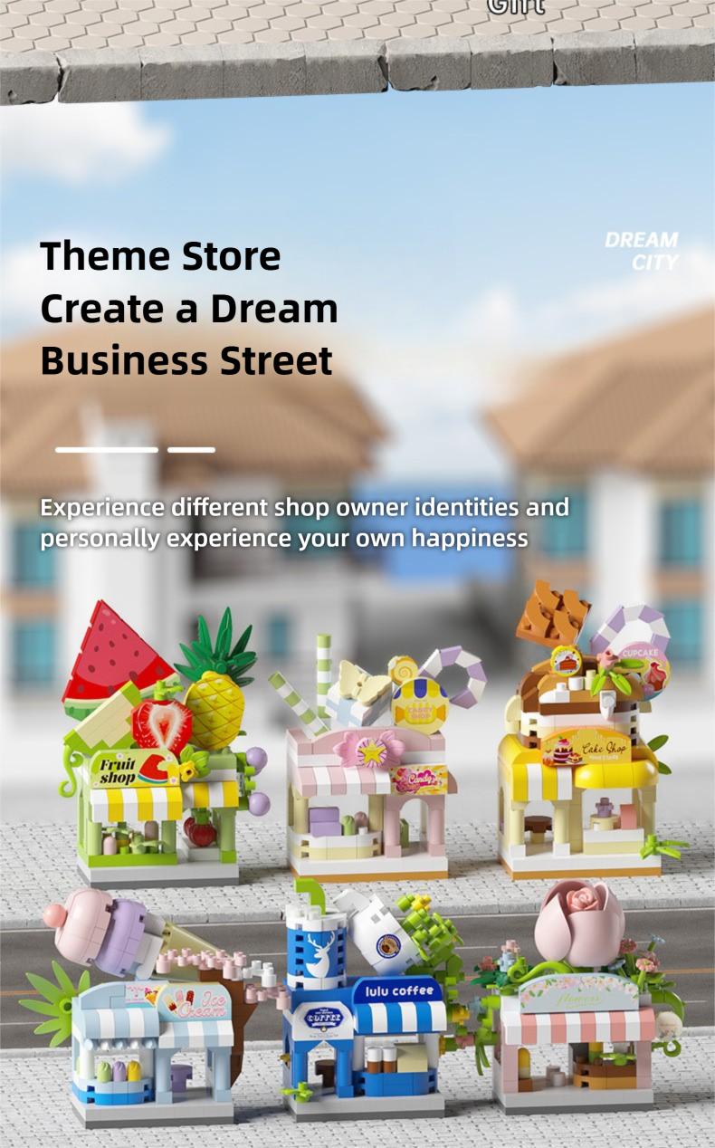 Compatible with Lego, Internet Celebrity Street Scene Commercial Street Building Blocks, Children's Assembly Toys, Micro Particles, School Gifts