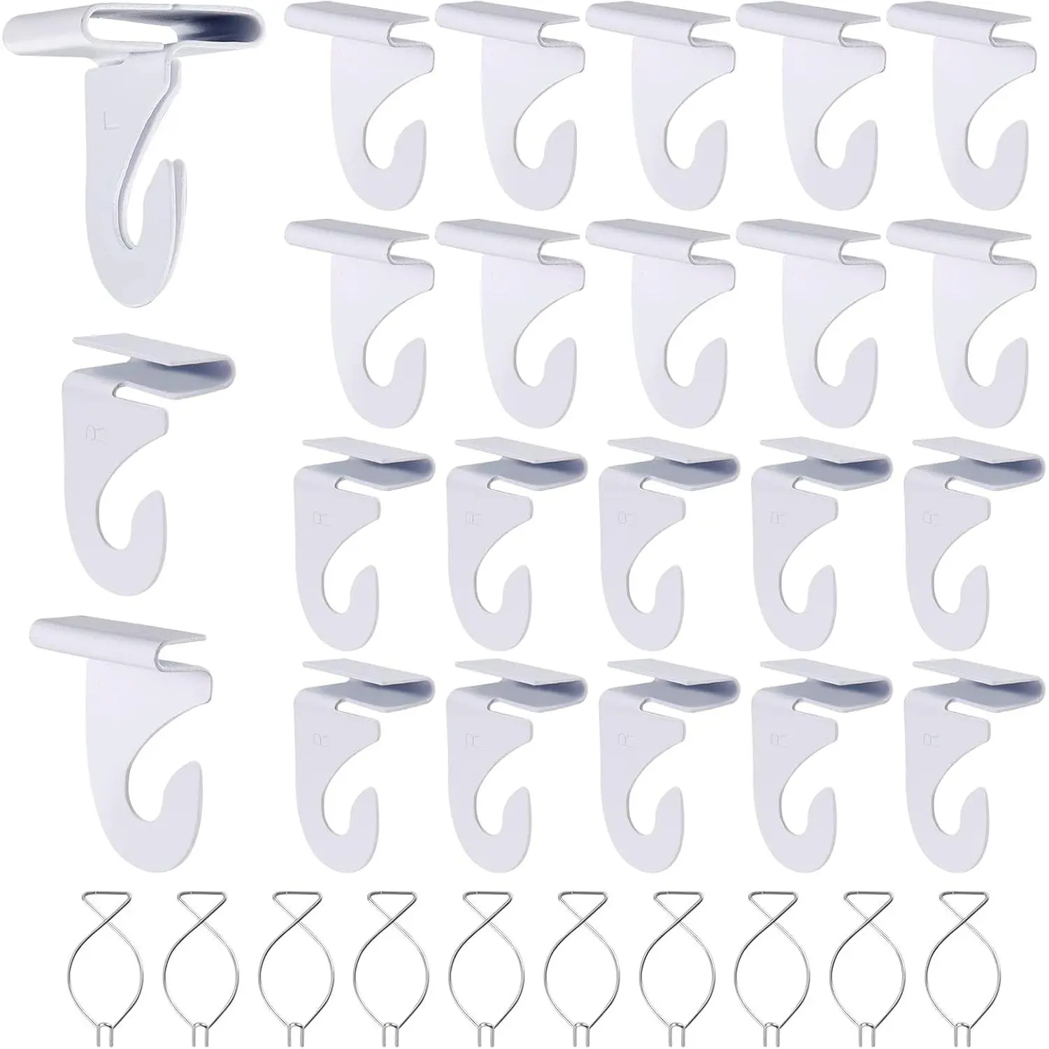 20 Drop Ceiling Hooks for Classrooms & Offices, White Heavy Duty Ceiling Hooks for Hanging Plants & Decorations, Metal T-Bar Hooks for Suspended Drop Ceiling Tiles…