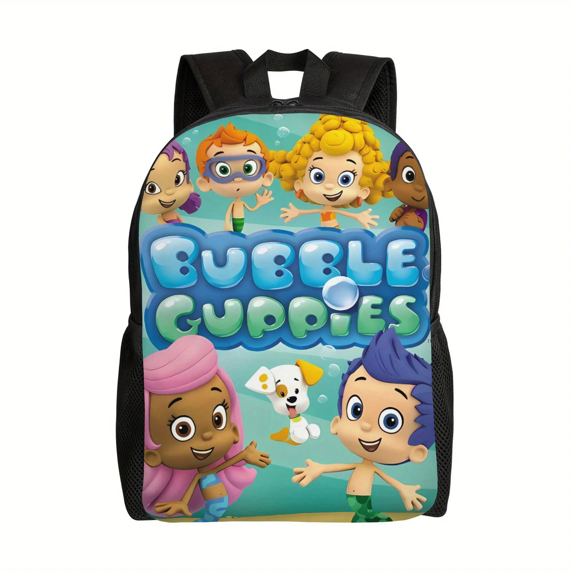 Bucked Up Backpack Bubble Guppies Full Mermaid Character Cartoon Print 600D Oxford Kids School Backpack Lightweight Breathable Padded Straps Multi Pocket Toddler Travel Daypack Hand Washable Book Bag For Young Boys Girls