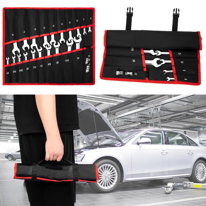 GARVEE 20-Piece Ratcheting Combination Wrench Set: Durable Chrome Vanadium Steel with 72 Teeth Design, Includes SAE and Metric Sizes, Perfect for Precision Torque and Comes with Convenient Storage Bag.