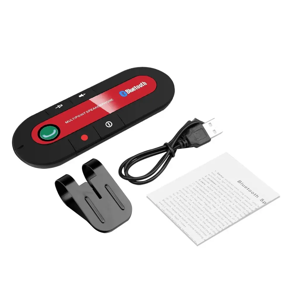 Bluetooth Speaker Handsfree Car Kit - Sun Visor Clip, Wireless Audio Receiver, Speakerphone, MP3 Music Player, Soundbar with Micro USB Mobile Charging Cable