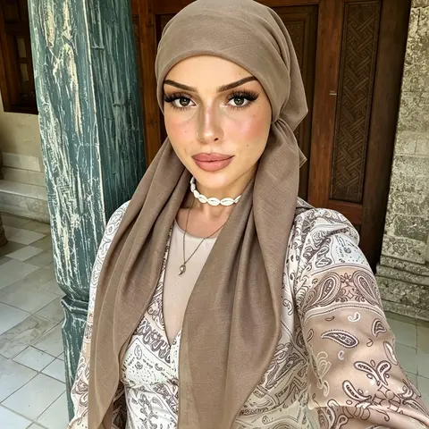 Women's Solid Color Modest Instant Hijab, Elegant Minimalist Breathable Comfortable Hijab, Fashionable Soft Modesty Hijab for Women & Girls