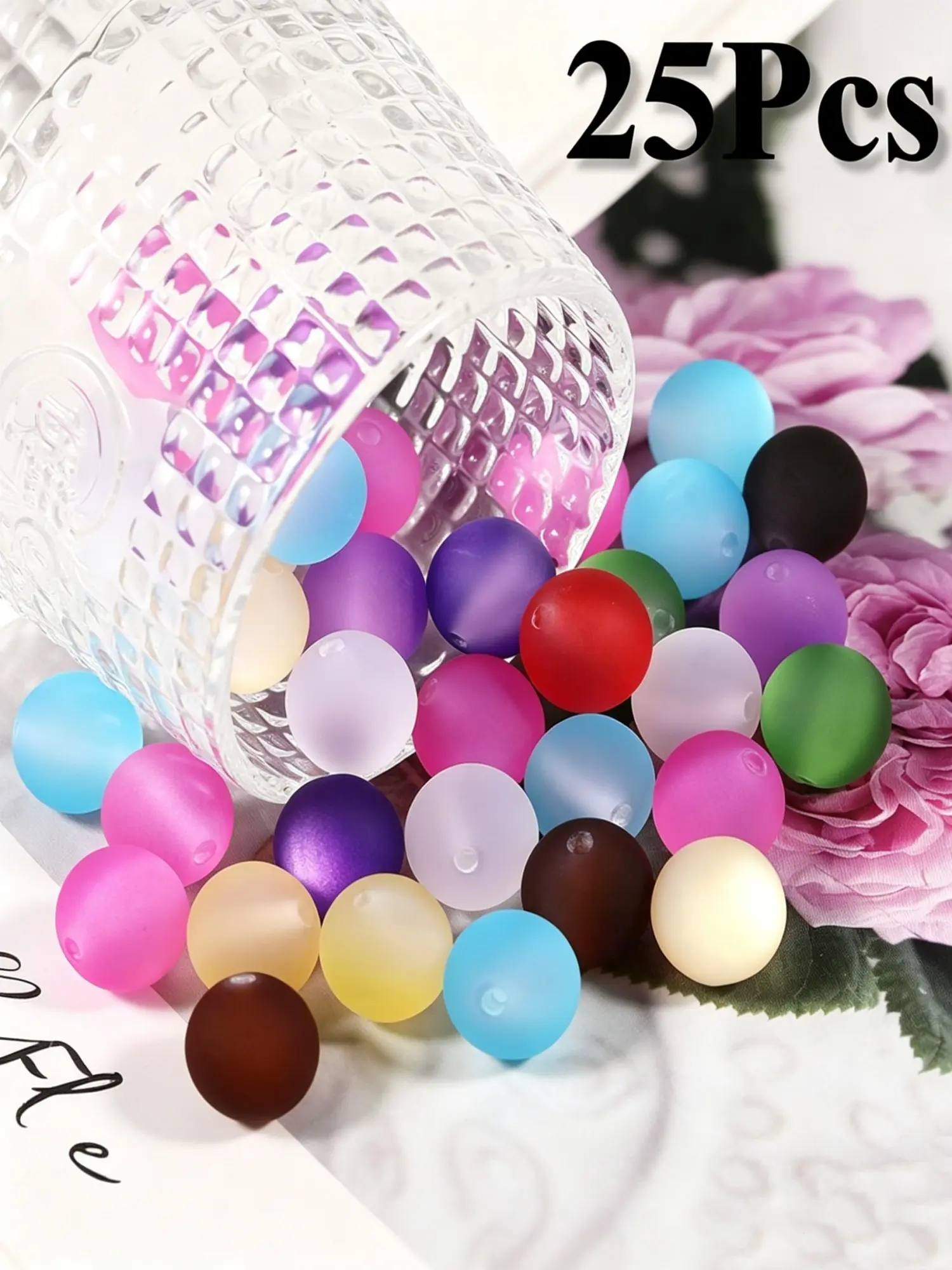 25pcs Resin Transparent Frosted Beads 16mm Cat Eye Circular Rubber Bead Spacer Bead DIY Making Friendship Bracelet Phone Chain Keychain Pen Beads Accessories DIY Beading Accessories