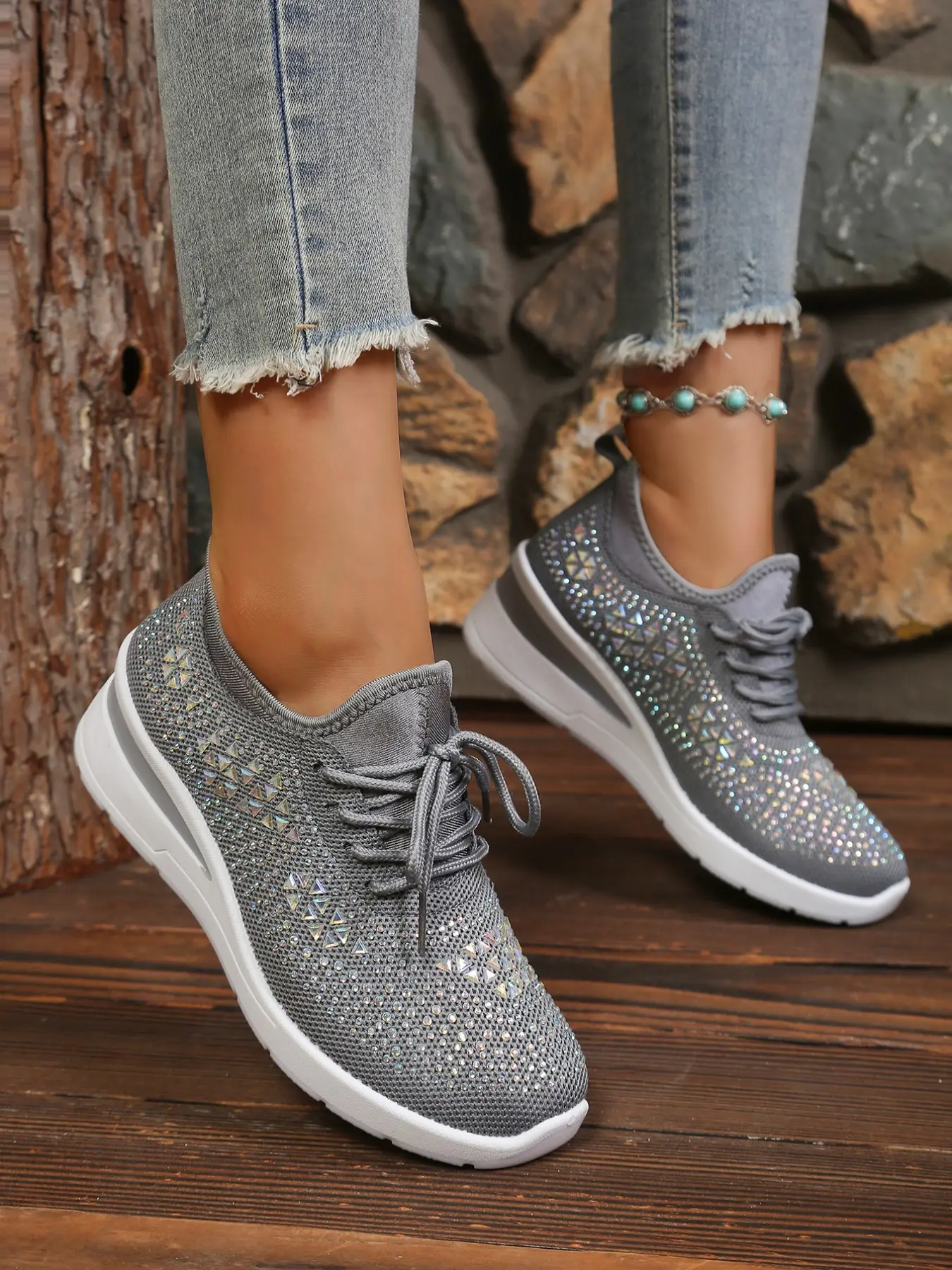 Women's Mesh Sports Shoes, Glitter Fashion Casual Walking Shoes, Daily Essential, Textile Upper, Rubber Sole, All Seasons