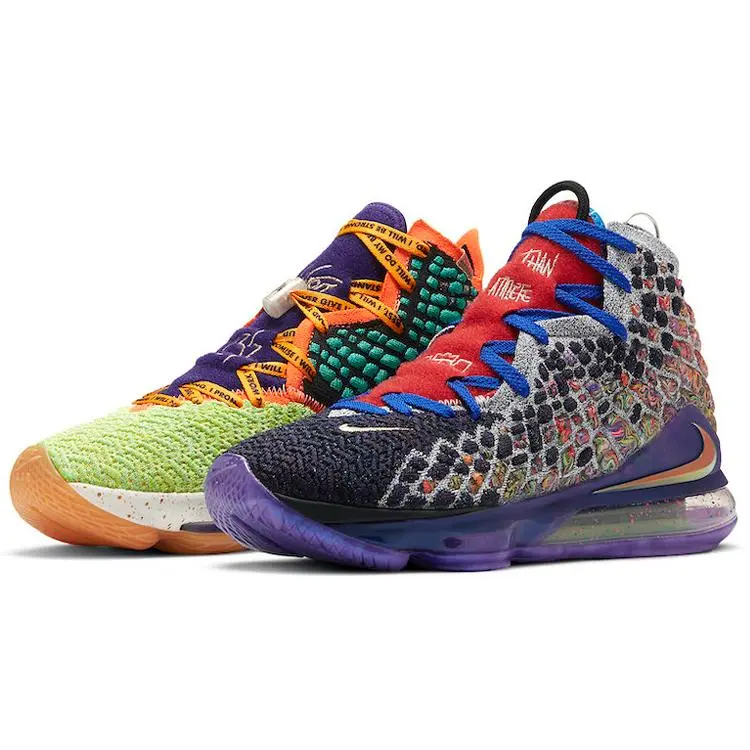 Nike LeBron 17 What The EP High-Top Basketball Shoes Unisex Purple Green Verifiable, with credentials and supporting global authentication