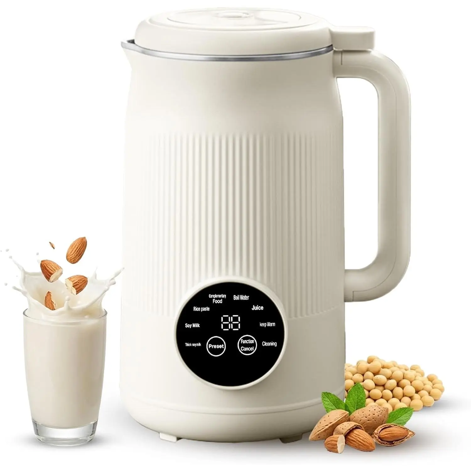 8-IN-1 Nut Milk Maker, 40 oz Soy milk Machine Maker Homemade Almond Oat Coconut Plant Based and Dairy Free Beverages, Countertop Blender With Delay Start/Keep Warm/Boil Water/Self-Cleaning
