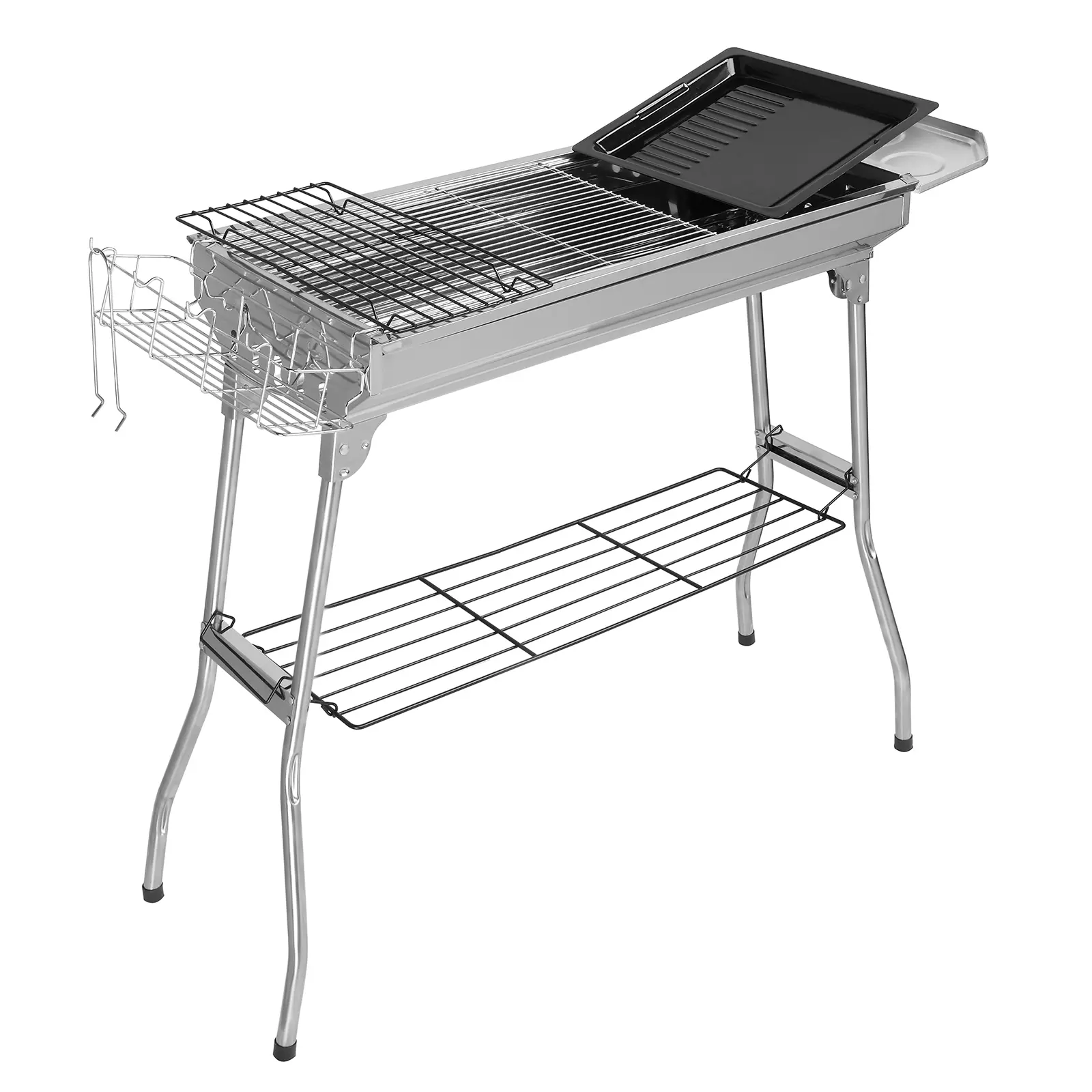 Portable Stainless Steel BBQ Grill, Heavy-Duty Outdoor Cooker for Home Camping, Lightweight Anti-Corrosion Tabletop Grill
