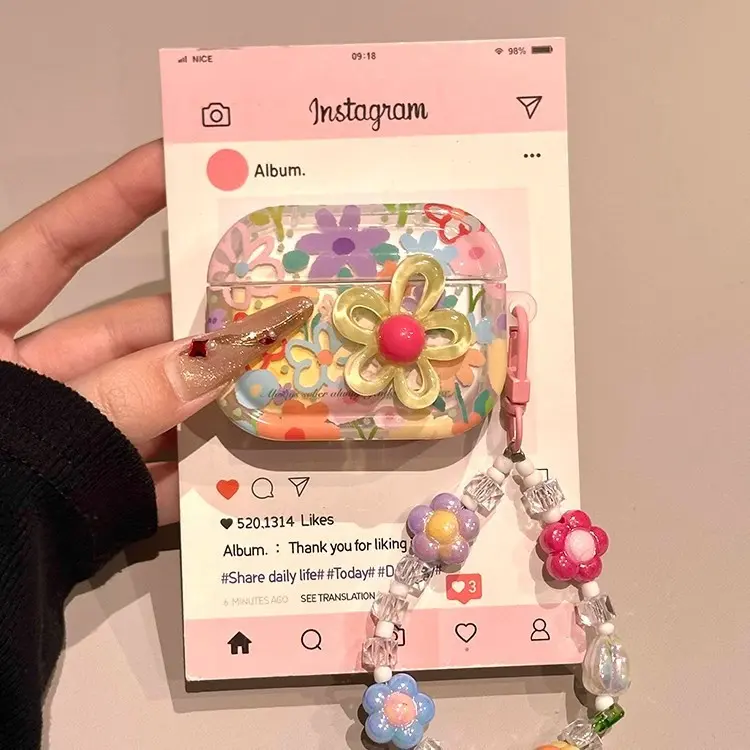 Summer Flower Protective Case for AirPods Pro 2, New Model AirPods 4, 3rd Gen Bluetooth Earphones