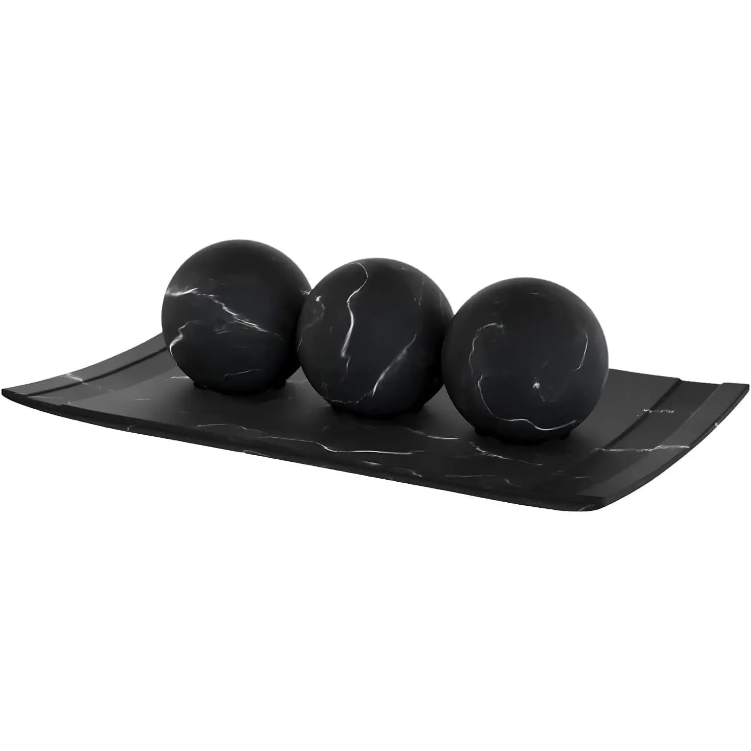 Creative Scents Black Marble Look Bowl and Orb Set, Elegant Home Decor Centerpiece for Coffee Table, Dining Table, Kitchen Counter, Foyer, Living Room Decoration