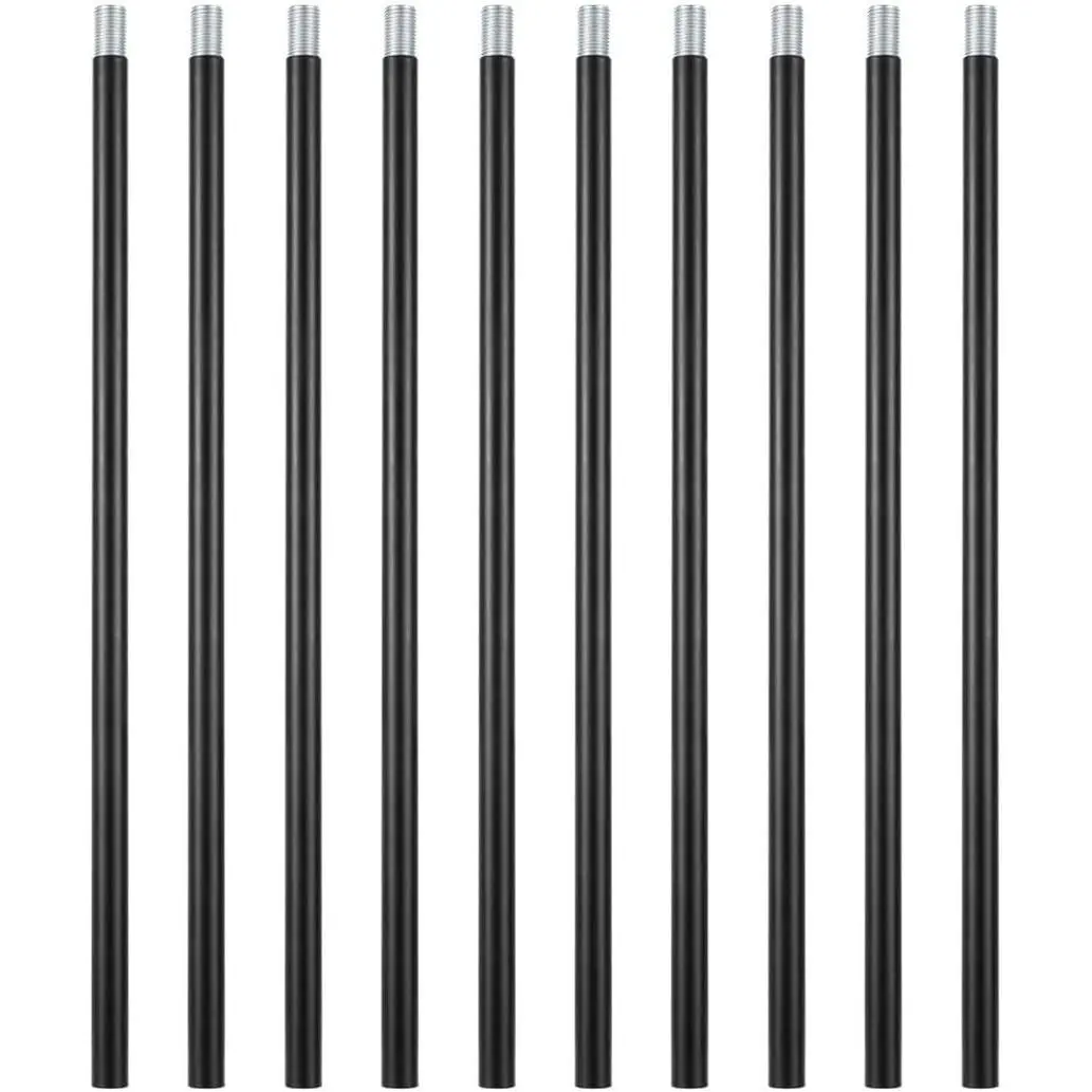Matte Black M10 Threaded Extension Rod, 10 PCS 12 Inches Threaded Extension Rod for Pendant Light, Island Lighting, Chandeliers, Lighting Fixture Rods Stems (Black)