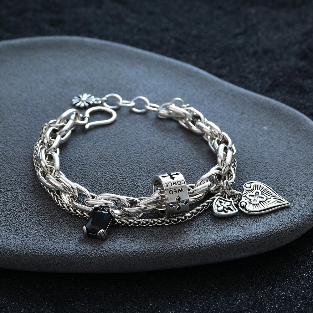 925 Sterling Silver Bracelets for Women & Men – Trendy Vintage String Accessories, Heart & Cross Shape Pendants, Stylish Party Jewelry, Comfortable Daily Wear & Perfect Gift for Birthdays, Anniversaries & Holidays